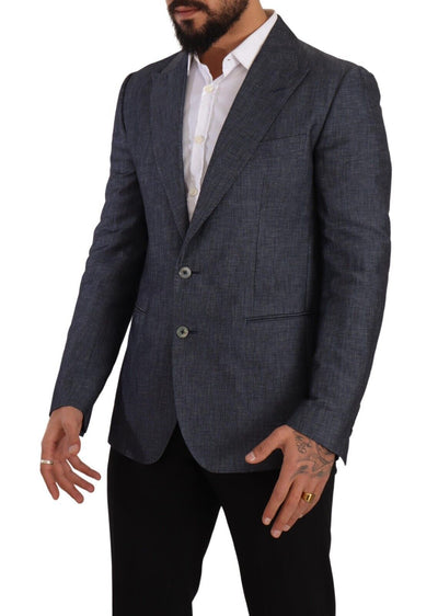 Dolce & Gabbana Blaue Leinen-Baumwoll-Jacke TAORMINA Blazer