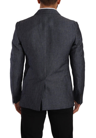 Dolce & Gabbana Blaue Leinen-Baumwoll-Jacke TAORMINA Blazer