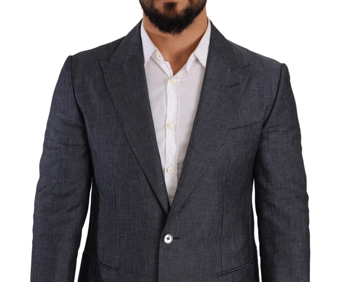 Dolce & Gabbana Blaue Leinen-Baumwoll-Jacke TAORMINA Blazer