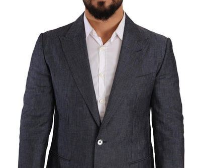 Dolce & Gabbana Blaue Leinen-Baumwoll-Jacke TAORMINA Blazer