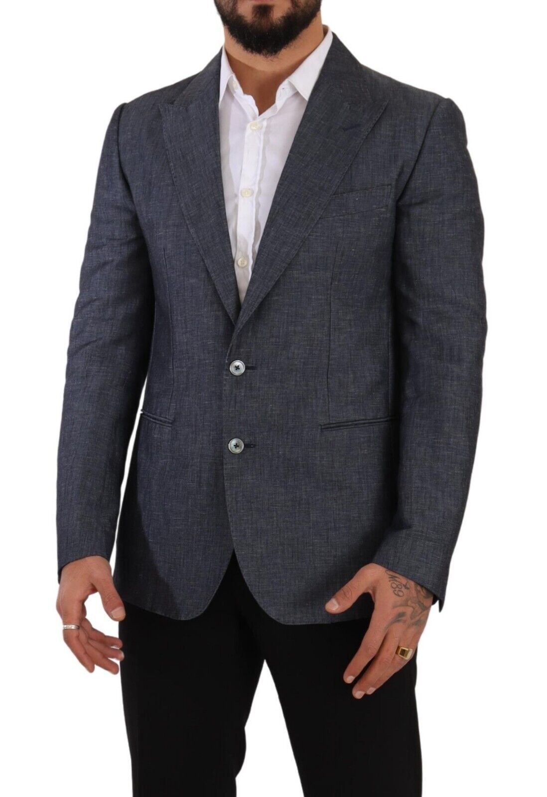 Dolce & Gabbana Blaue Leinen-Baumwoll-Jacke TAORMINA Blazer