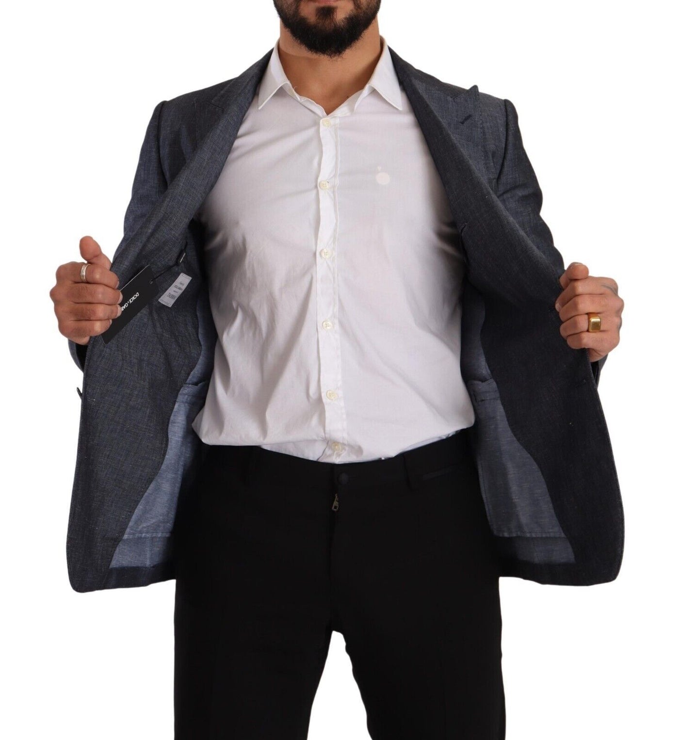 Dolce & Gabbana Blaue Leinen-Baumwoll-Jacke TAORMINA Blazer