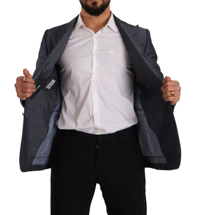 Dolce & Gabbana Blaue Leinen-Baumwoll-Jacke TAORMINA Blazer