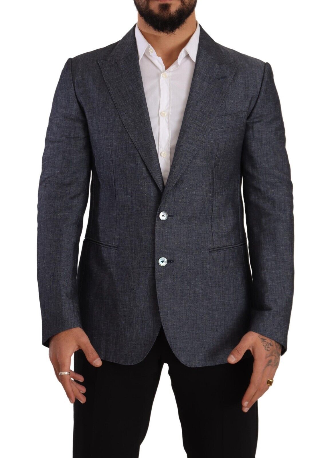 Dolce & Gabbana Blaue Leinen-Baumwoll-Jacke TAORMINA Blazer