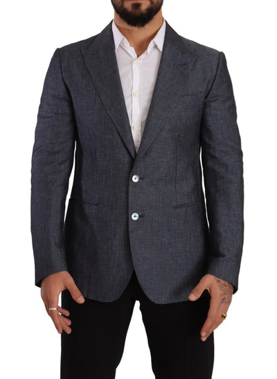 Dolce & Gabbana Blaue Leinen-Baumwoll-Jacke TAORMINA Blazer