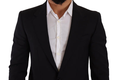 Dolce & Gabbana Schwarzer Slim Fit Weste mit 2 Knöpfen MARTINI Blazer