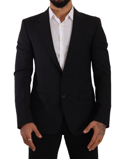 Dolce & Gabbana Schwarzer Slim Fit Weste mit 2 Knöpfen MARTINI Blazer