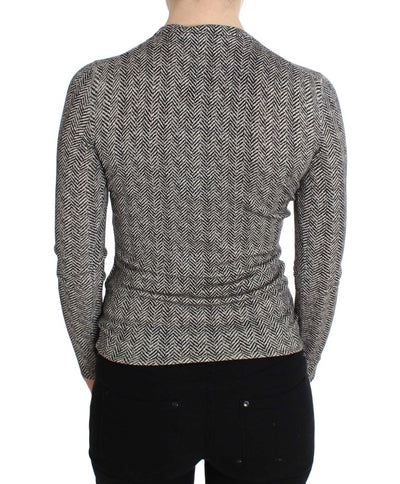 Dolce & Gabbana Schwarz-Weißes Wolltop Strickjacke Pullover