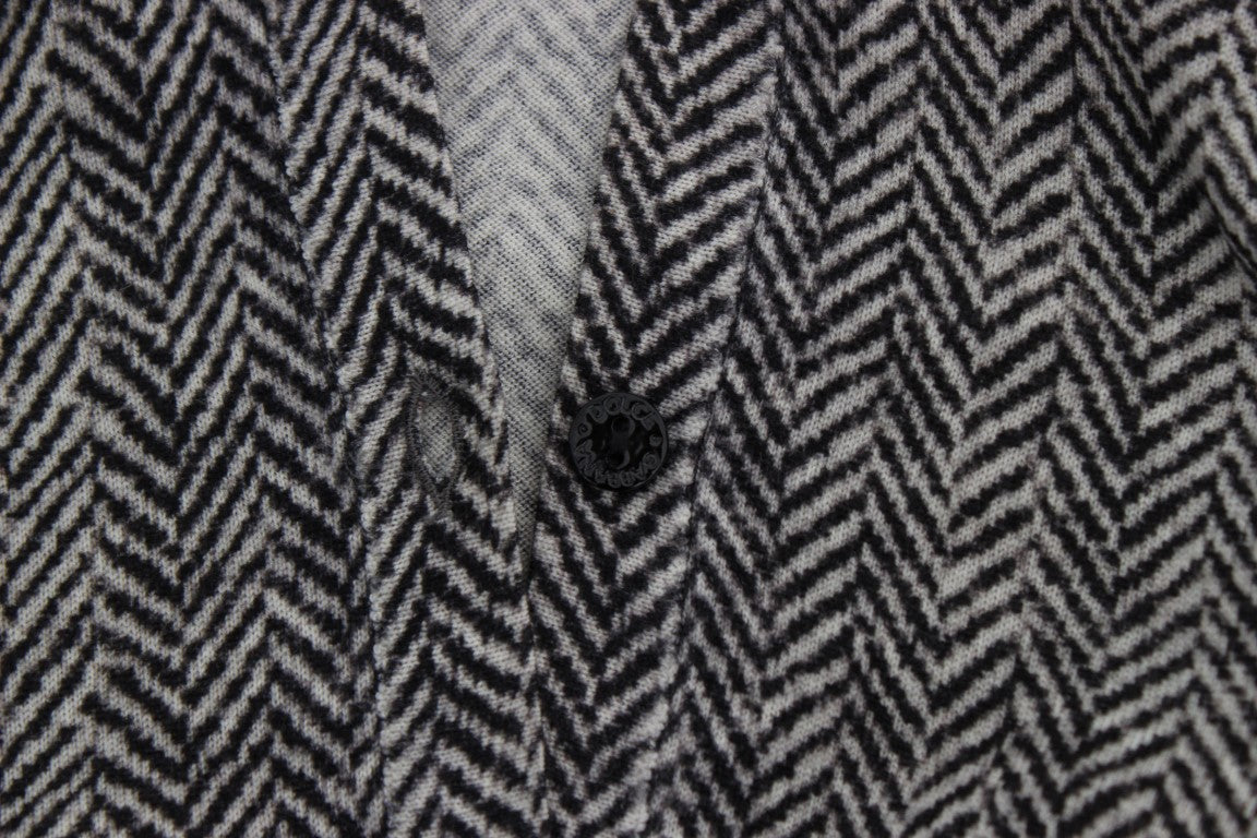 Dolce & Gabbana Schwarz-Weißes Wolltop Strickjacke Pullover