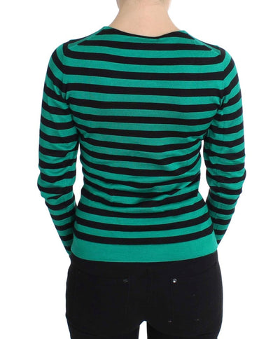 Dolce & Gabbana Grün Schwarzer Seiden-Kaschmir-Pullover
