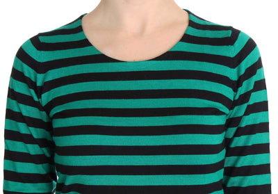 Dolce & Gabbana Grün Schwarzer Seiden-Kaschmir-Pullover