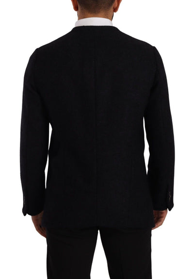 Dolce & Gabbana Graue Alpaka Button Down Männer Mantel Jacke