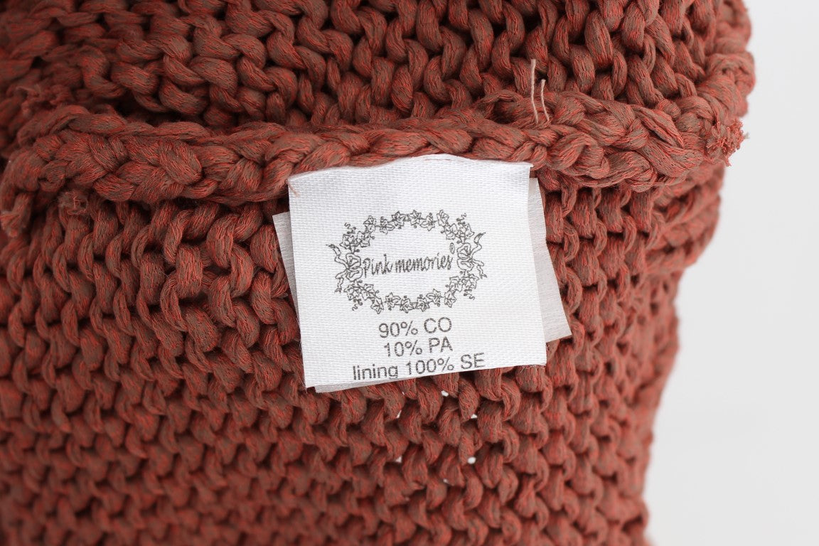 PINK MEMORIES Roter ärmelloser Strickpullover aus einer Baumwollmischung