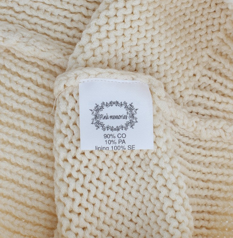 PINK MEMORIES Beigefarbener ärmelloser Strickpullover aus Baumwollmischung