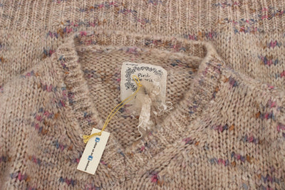 PINK MEMORIES Beigefarbener Strickpullover aus Wollmischung in Übergröße
