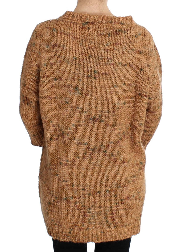 PINK MEMORIES Brauner Wollmischung gestrickter Pullover in Übergröße