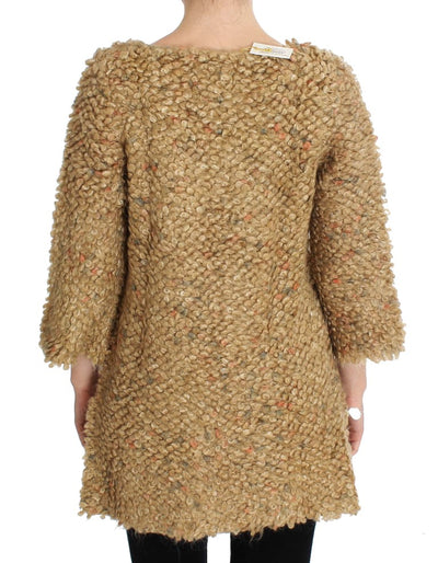 PINK MEMORIES Beigefarbener Pullover mit Cape aus Wollmischung