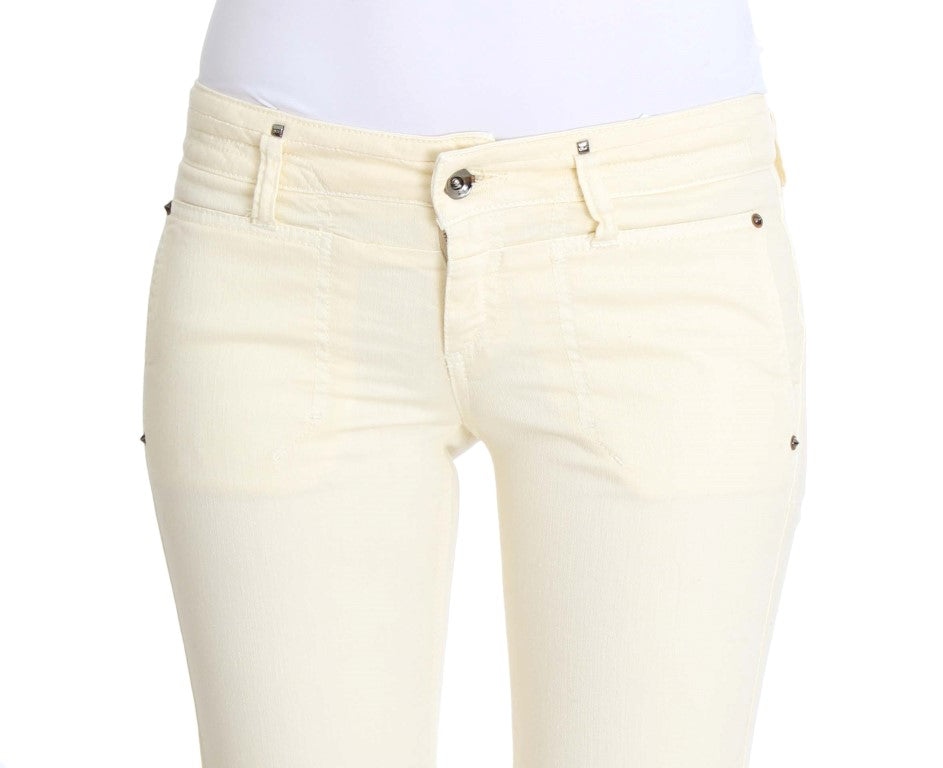 Costume National Weiße Baumwoll-Stretch-Schlagjeans