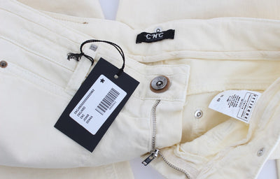 Costume National Weiße Baumwoll-Stretch-Schlagjeans