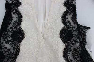 Dolce & Gabbana Weißes geblümtes Spitzenkleid in voller Länge