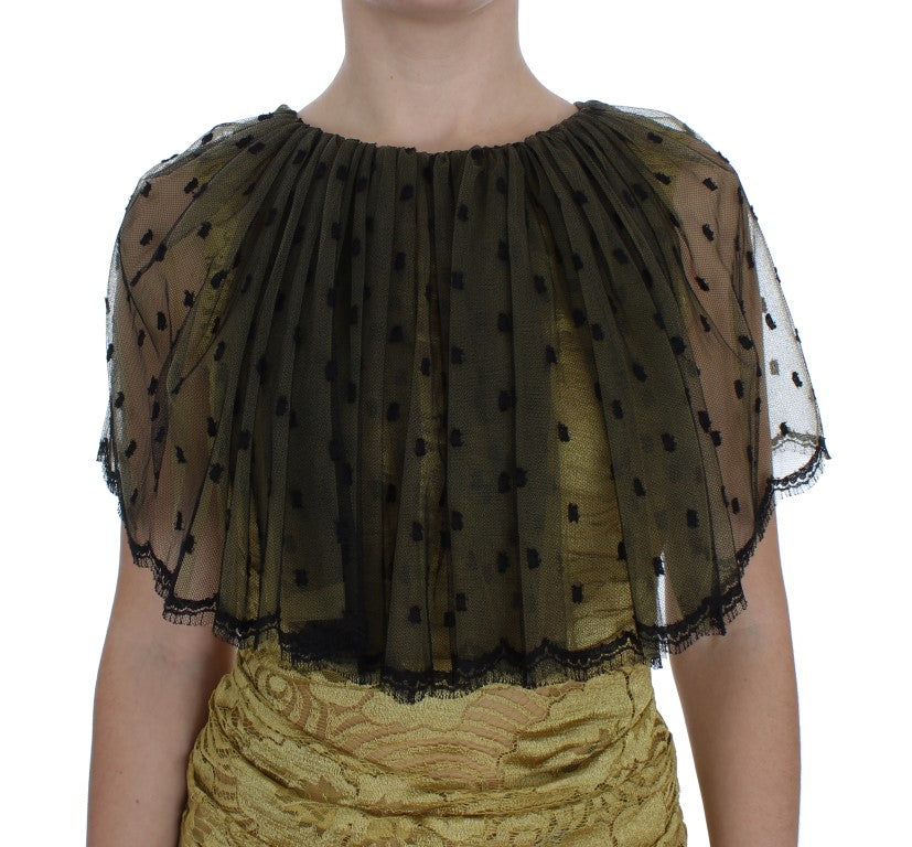 Dolce & Gabbana Gelb-schwarz geblümtes Spitzenkleid von Ricamo