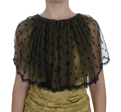 Dolce & Gabbana Gelb-schwarz geblümtes Spitzenkleid von Ricamo