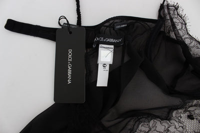 Dolce & Gabbana Schwarzes Seiden-Spitzen-Babydoll-Dessous-Top