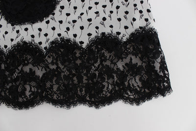 Dolce & Gabbana Schwarzes Seiden-Spitzen-Babydoll-Dessous-Top