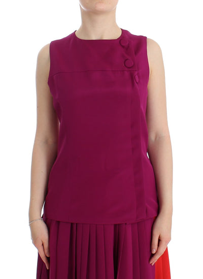 Barbara Casasola Lila Seidenbluse ärmellos Top