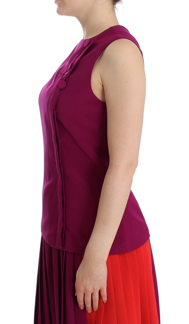 Barbara Casasola Lila Seidenbluse ärmellos Top