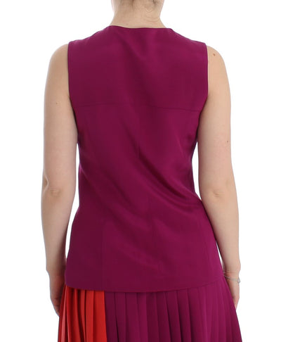 Barbara Casasola Lila Seidenbluse ärmellos Top