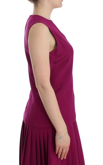 Barbara Casasola Lila Seidenbluse ärmellos Top