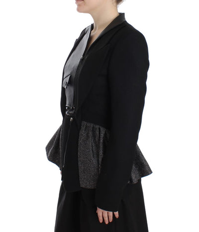 KAALE SUKTAE Schwarzer Kurzer Blazermantel Biker Jacke