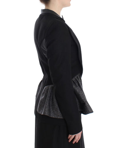 KAALE SUKTAE Schwarzer Kurzer Blazermantel Biker Jacke