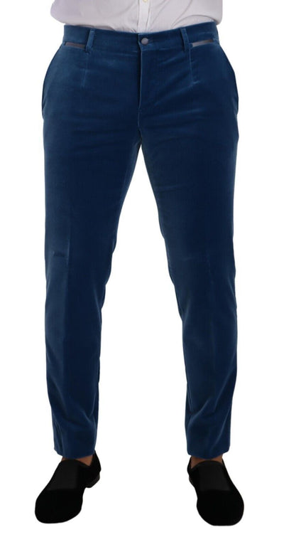 Dolce & Gabbana Blauer SICILIA Samt Slim Fit 2 Stück Anzug