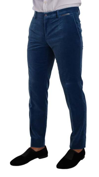 Dolce & Gabbana Blauer SICILIA Samt Slim Fit 2 Stück Anzug