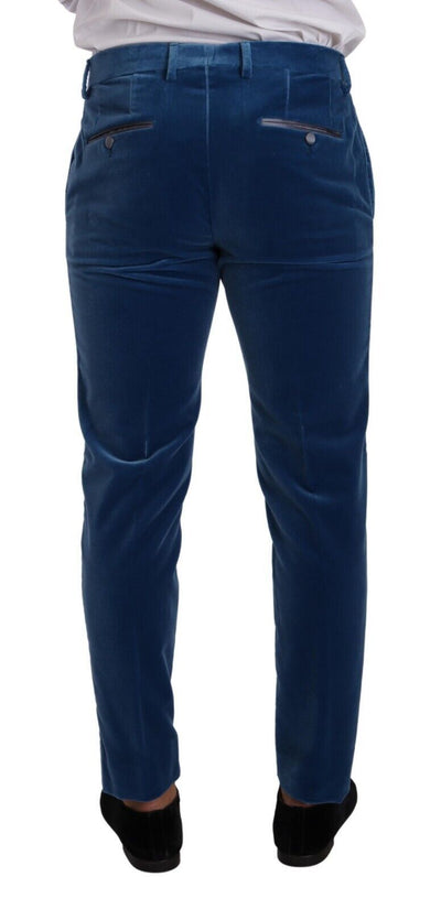 Dolce & Gabbana Blauer SICILIA Samt Slim Fit 2 Stück Anzug