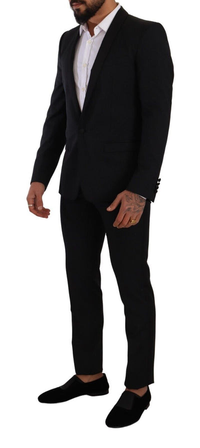 Dolce & Gabbana Schwarzer Fantasy GOLD Wool Slim Fit 2 Stück Anzug