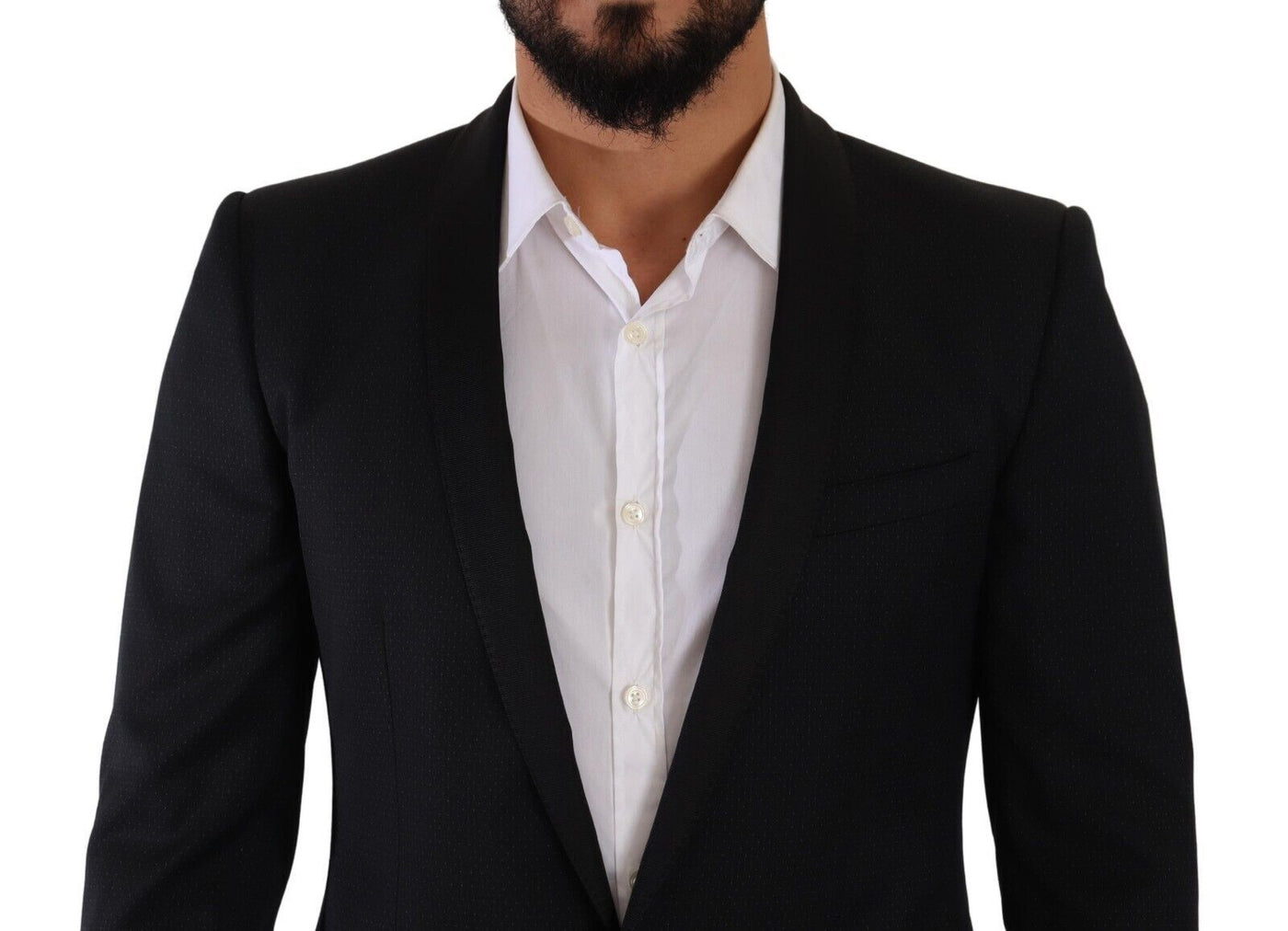 Dolce & Gabbana Schwarzer Fantasy GOLD Wool Slim Fit 2 Stück Anzug