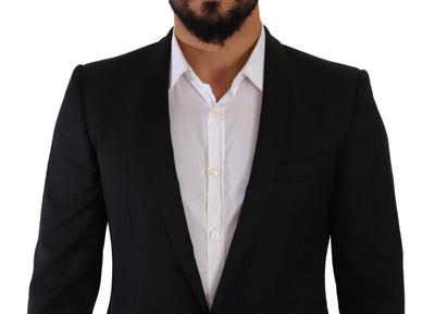 Dolce & Gabbana Schwarzer Fantasy GOLD Wool Slim Fit 2 Stück Anzug