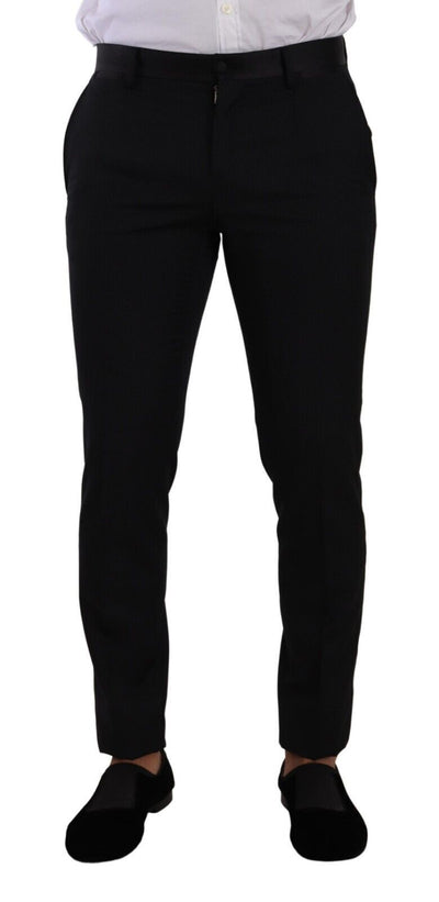 Dolce & Gabbana Schwarzer Fantasy GOLD Wool Slim Fit 2 Stück Anzug