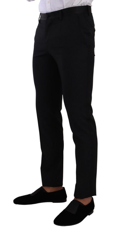 Dolce & Gabbana Schwarzer Fantasy GOLD Wool Slim Fit 2 Stück Anzug