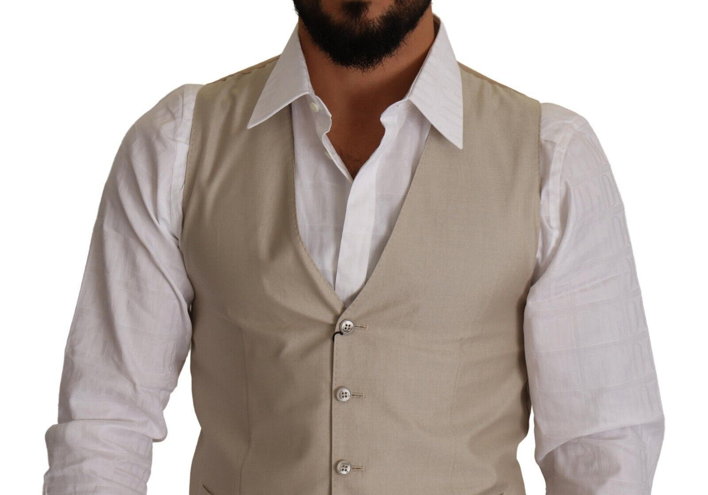 Dolce & Gabbana Beige Baumwolle Seide Slim Fit Weste Weste