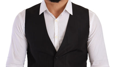 Dolce & Gabbana Graue Seidenweste Slim Fit Weste Formal Vest