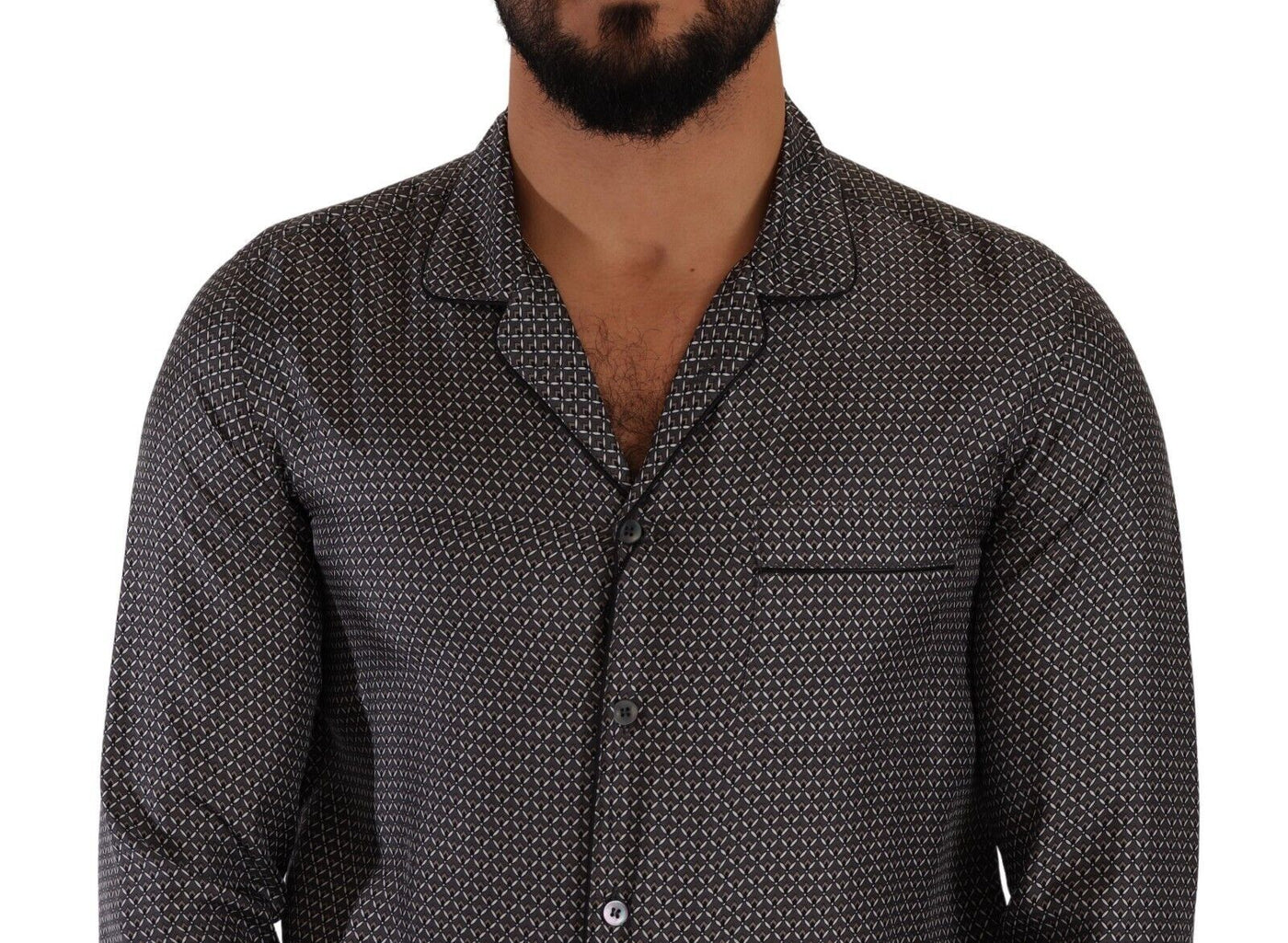 Dolce & Gabbana Graues Fantasy-Muster Pyjama-Oberteil Herren-Shirt