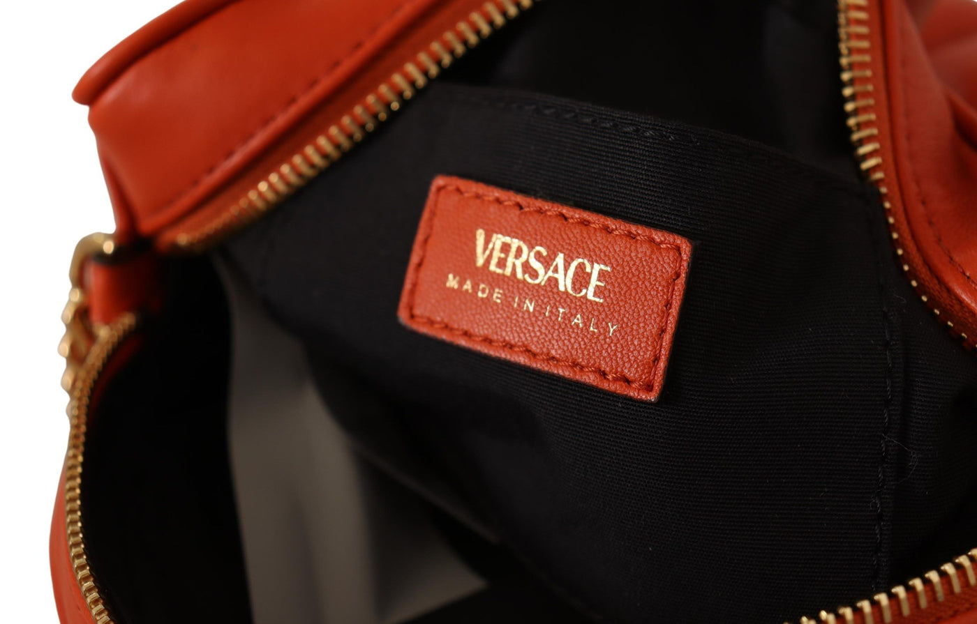 Versace Elegante runde Crossbody-Tasche aus Nappaleder
