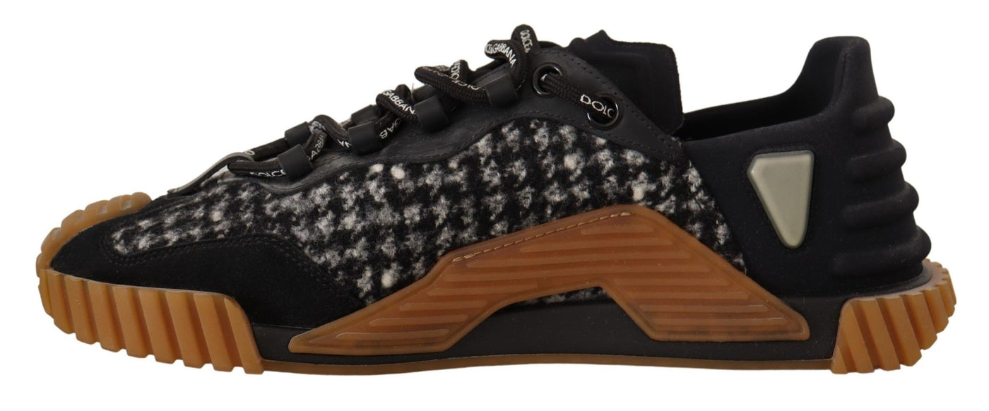 Dolce & Gabbana Schwarz Weiß Stoff Lace Up NS1 Turnschuhe