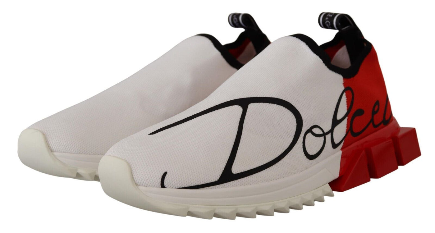 Dolce & Gabbana Weiß Rot Sorrento Sandalen Turnschuhe