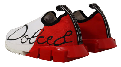 Dolce & Gabbana Weiß Rot Sorrento Sandalen Turnschuhe