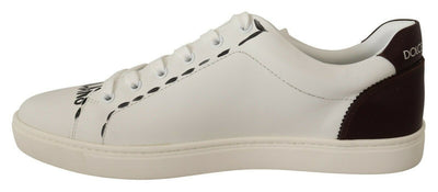 Dolce & Gabbana Weiß Bordeaux Leder Low Tops Turnschuhe